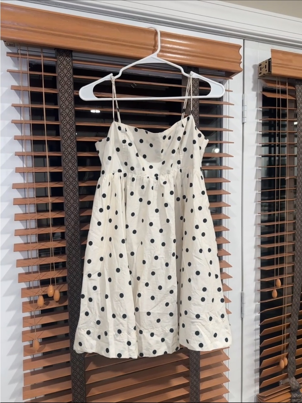 Maeve by Anthropologie Cream Dress with Black Polka Dots